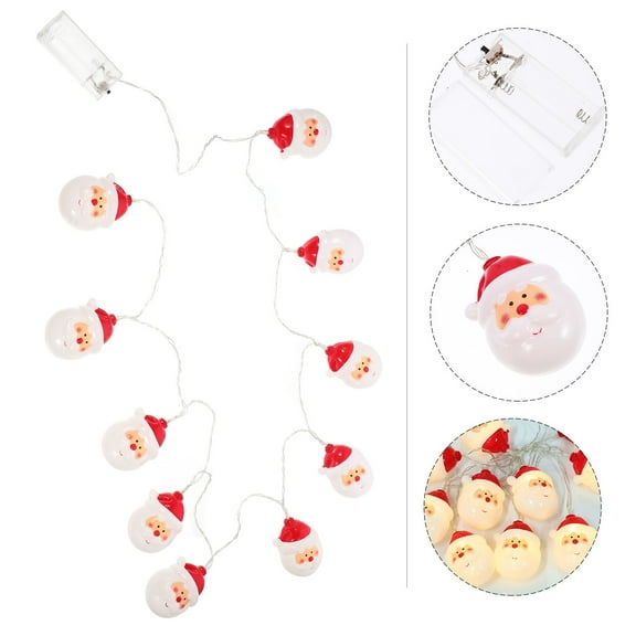 WHAMVOX Christmas Santa Claus String Lights with 10 Led Lamps for Indoor and Outdoor Decorations 0.5W White Light
