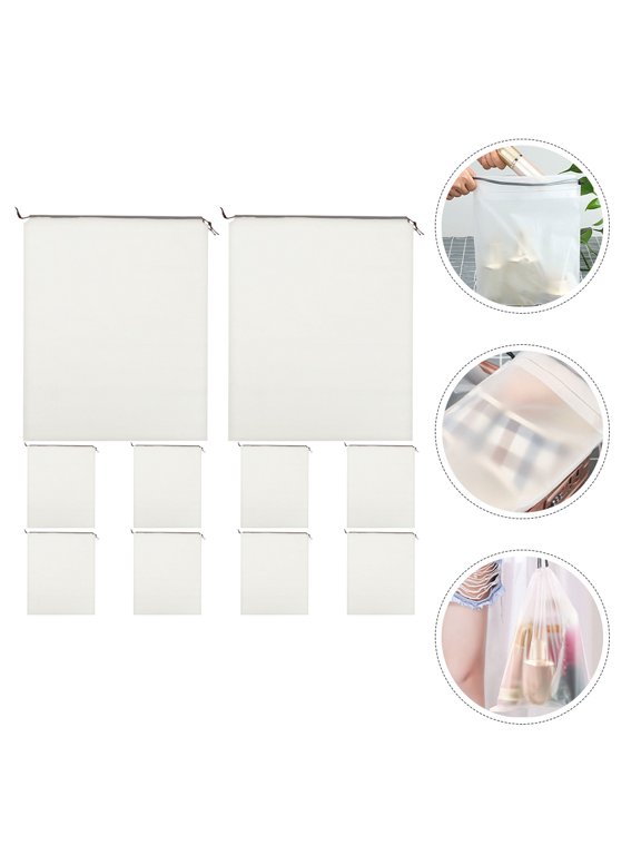 Clear Drawstring Laundry Bags for Clothes, 10 Pack, 15.7 x 11.8 Inches, Storage Organizers
