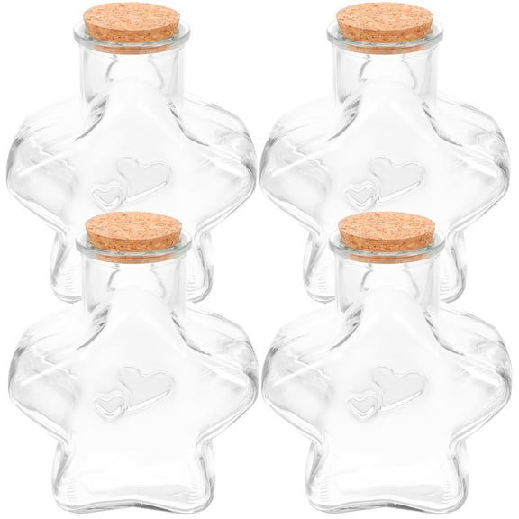 HOOWIFFY Decorative Glass Jars Potion Bottles Transparent Glass Cork 4Pcs For Craft Bottle