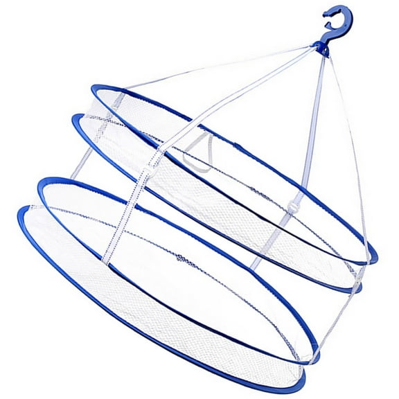 WHAMVOX  Clothes Basket Foldable Hanging Mesh Dryer Sweaters Rack Hangers Child Blue