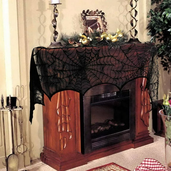 WHAMVOX Cloths Halloween Lace Fireplace Spider Web Design