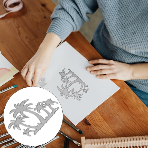 WHAMVOX Embossing Stencils Supplies Coconut Tree For Paper Crafts 1Pcs 3.3x2.5in