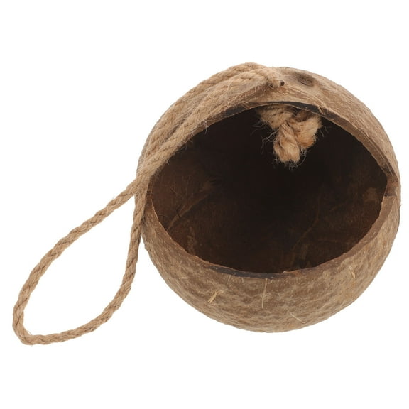 WHAMVOX Coconuts Shell Bird Nest Right Angle Open Hanging Bird Hide Nest Bird Cage Accessory