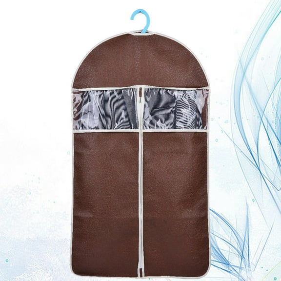 WHAMVOX Coffee NonWoven Garment Organizer Bag with SelfCorrecting Zippers and Transparent Window for Clothes Storage Size L