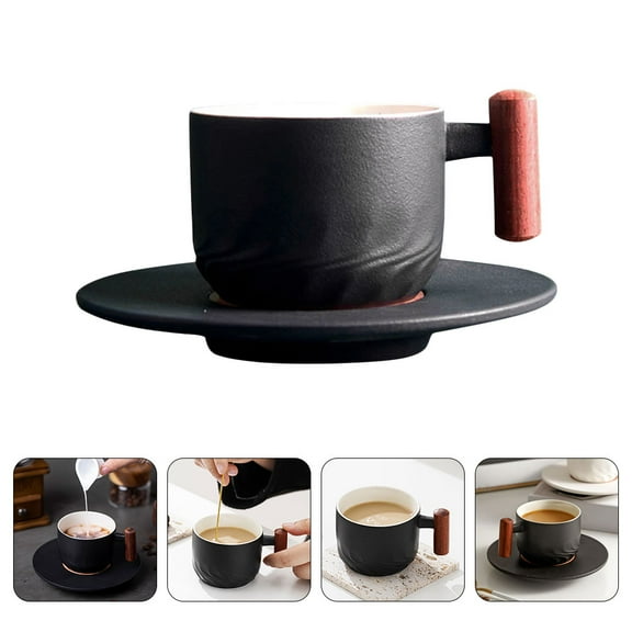WHAMVOX Coffee Set Unbreakable Latte Mugs Cappuccino Black