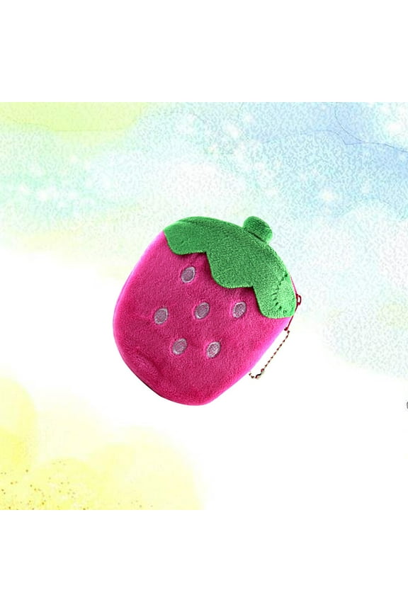 Coin Purse Fruit Strawberry Plush Wallet Pocket Mini Pouch Purse (Pink)