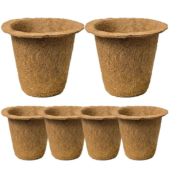WHAMVOX Coir Nutrition Plant Cups Lightweight Plastic Plant Pots Light Brown for Home Gardening Indoor Outdoor 6 Pieces