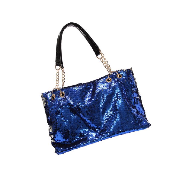 WHAMVOX Color-changing Sequin Pack Purses Chain Women Hand Bags Tote for Miss Blue