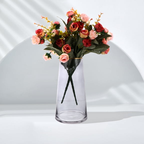 SKISUNO 1Pc Premium Glass Flower Vase in Grey for Desktop Flower Arrangement