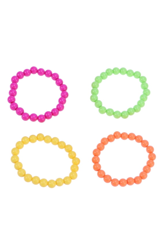 Colorful Neon Plastic Bead Bracelet for Party Decoration Exquisite Design Assorted Colors 4pcs