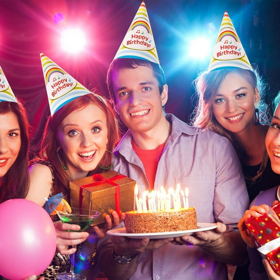 WHAMVOX Colorful Paper Birthday Hats for Party Favors 50 Pieces Fits Most People