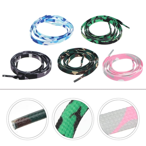 WHAMVOX Colorful Polyester Shoelaces for Shoes with Elastic Feature Ideal for Sneakers and Roller Skates 5 Pieces