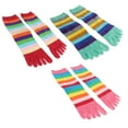 thumbnail image 1 of WHAMVOX Colorful Strip Five Finger Toe Socks for Wearing Made from Soft Elastic Cotton Assorted Color, 1 of 8