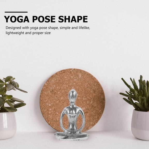 WHAMVOX Elegant Resin Thinker Statue in Silver Color for Home Use with Realistic Yoga Pose 6.5 Inches