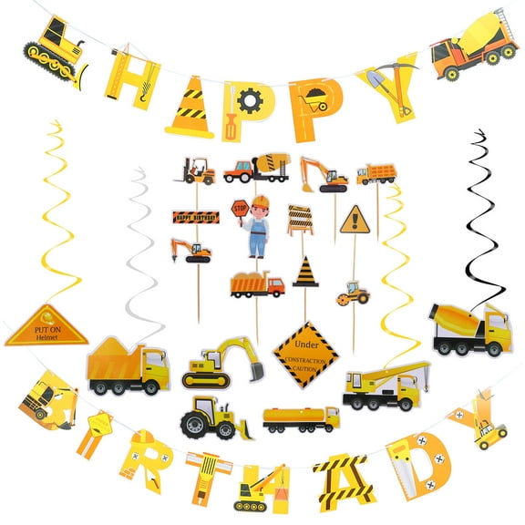 WHAMVOX Construction Vehicle Party Decorations 15.2X5.3X0.2cm