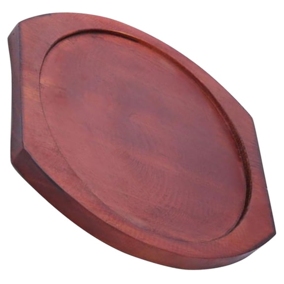 WHAMVOX Stone Bowl Cookware Holder with Brown Wooden Base, Teppanyaki Plate, 30x27x1.5 cm Kitchen Accessory