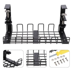 ROMANSENTIAL Under Desk Cable Rack Black Wire Storage Shelf for Neat Home and Office Wire Storage