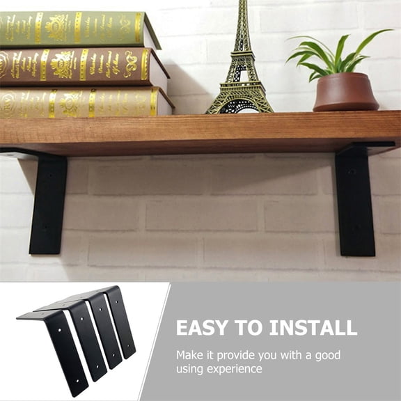 DECORNIJIA Industrial Shelf Bracket Bookshelf Mounting Black 1 Piece 5.0x3.3in
