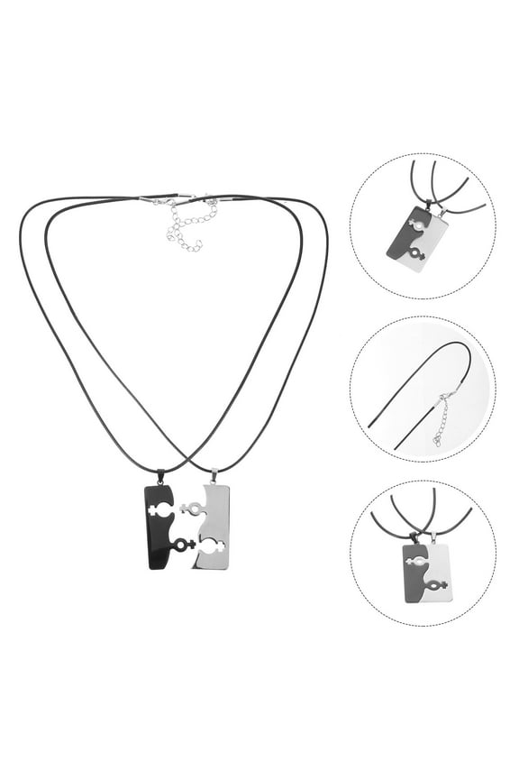 Couples Jewelry Matching Necklace for Couple New Year present Black Stainless Steel