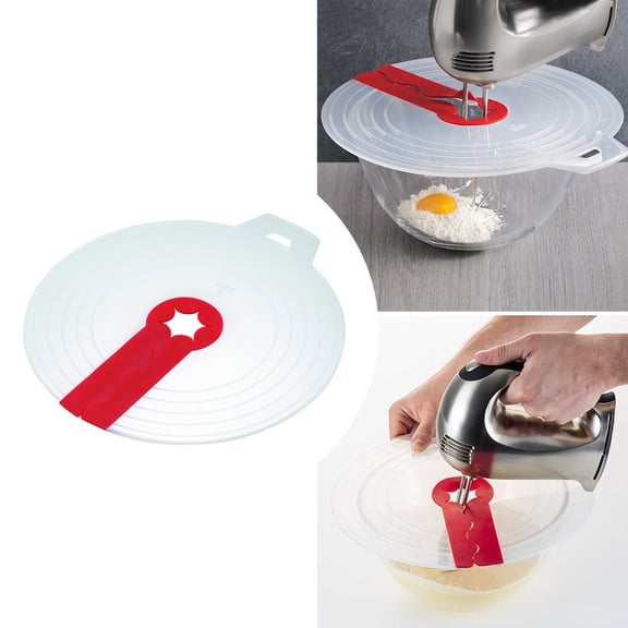 WHAMVOX Cover Anti Cover Baking Guard Bowl Lid for Egg Basin Egg Proof (Transparent and Red)