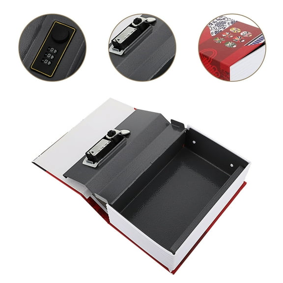WHAMVOX Creative Book Safe Metal Secret Compartment Storage Toddler Child Red