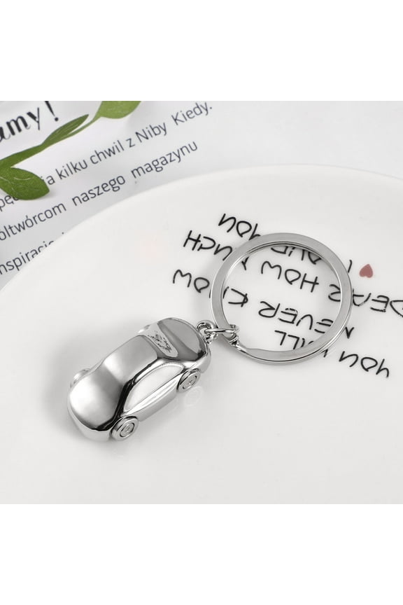 Creative Car Shaped Keychain Novel Auto Key Ring Metal Key Chain Pendant Accessory (Silver)