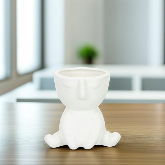 DECORNIJIA Flower Succulents Planter Ceramic Flower Pot White 1Pack