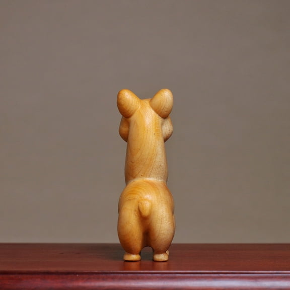 WHAMVOX Creative Wooden Alpaca Statue Cute Animal Figurine for Decor Khaki Color 3.5 Inches