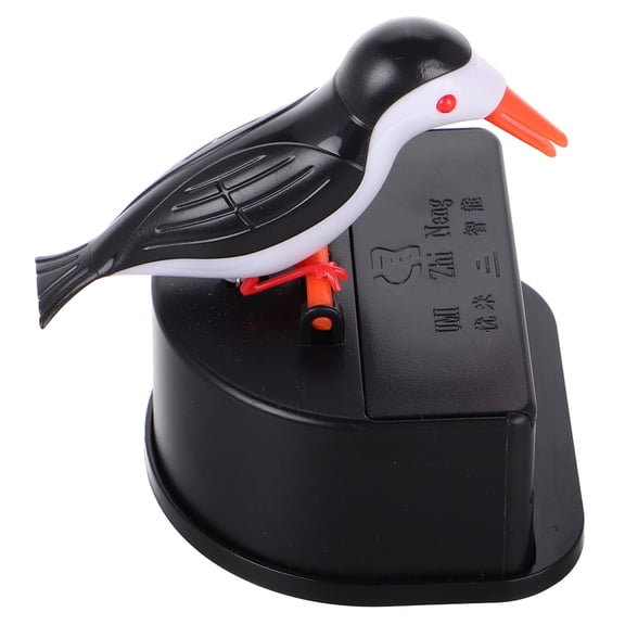 WHAMVOX Creative Woodpecker Design Toothpick Dispenser with Automatic PopUp Function for Kitchen Storage Black Plastic and Wood
