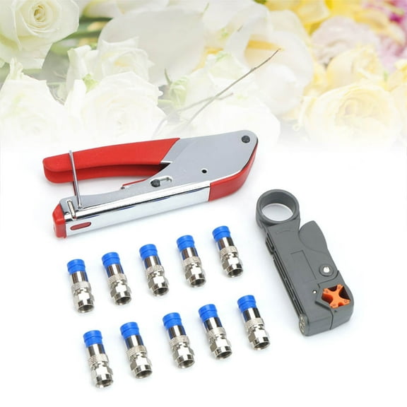 ROMANSENTIAL 10Pcs Adjustable Coax Cable Crimper Tool Compatible with Rg6 Rg59 Compression Connectors