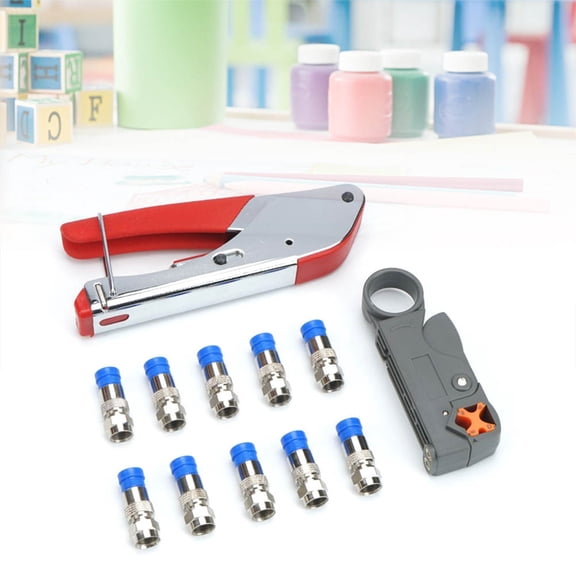 SKISUNO 10Pcs Coax Cable Crimper Kit Tool for Rg6 with Adjustable Wire pping Pliers