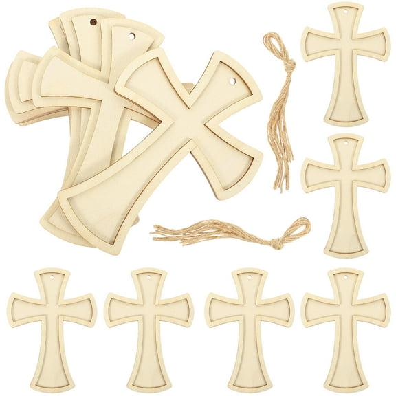 WHAMVOX  Cross Decor Unfinished Wooden Pendant Decorations DIY Home