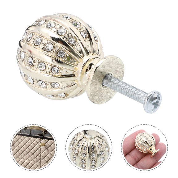 WHAMVOX Crystal Rhinestone Cabinet Knob for Home Golden Zinc Alloy 1pc
