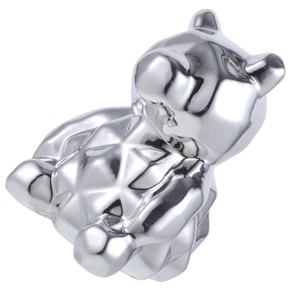 SEWCHICS Bear Shaped Figurine Ceramic Whiteware Silver 1 Piece Living Room Decor