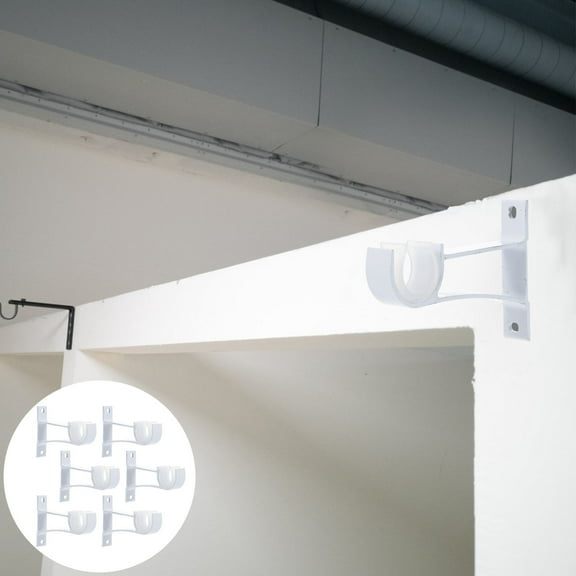 WHAMVOX  Curtain Rod Base Shelves Bar Racks Drapery Extendable White