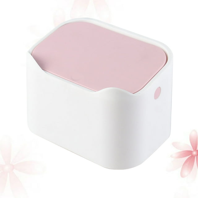 WHAMVOX Cute Pink Plastic Desktop Trash Bin MultiFunctional Waste Container for Home and Office Use 6.3 x 5.5 x 5.5 inches