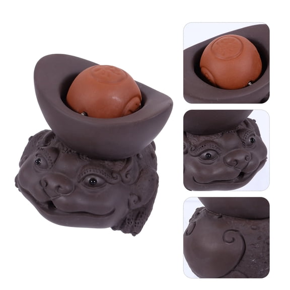 Luxshiny Chinese Zisha Tea Pet Tray Dark Coffee Violet Sand Pottery 1 Pc Decorative Office Tea Set Accessory