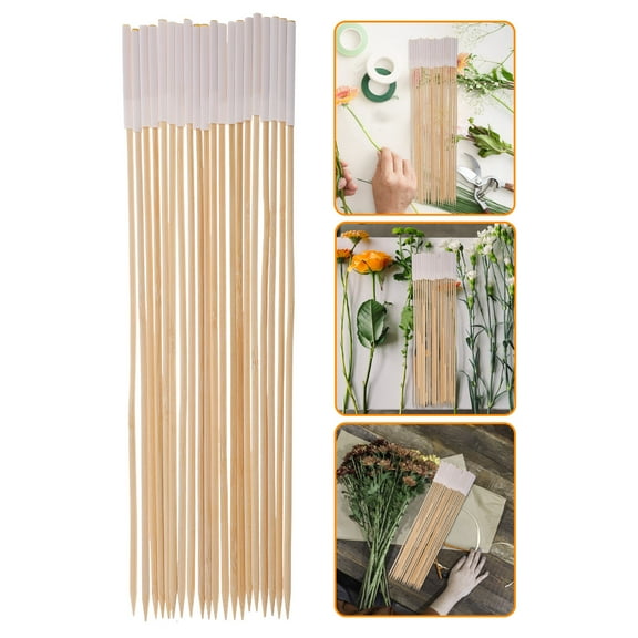 FESTFENDS Diy Stick Floral Arranging Pick Beige Wood 20Pcs
