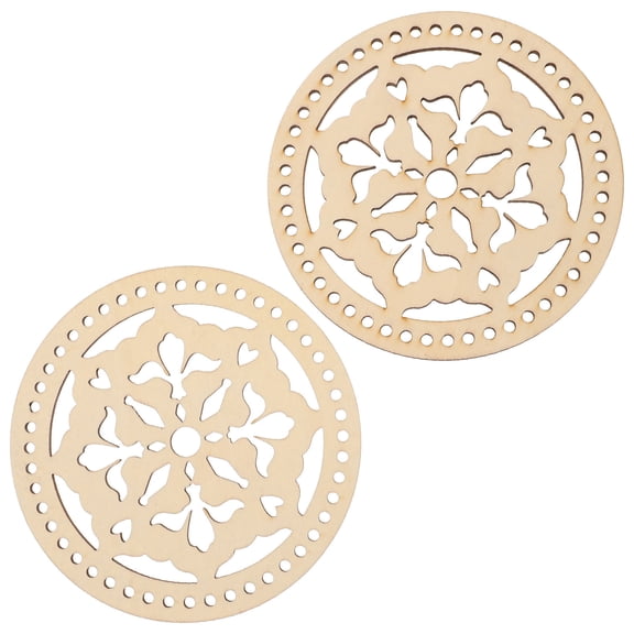 WHAMVOX DIY Crochet with Wooden Material for Decor Beige Color 2 Pieces