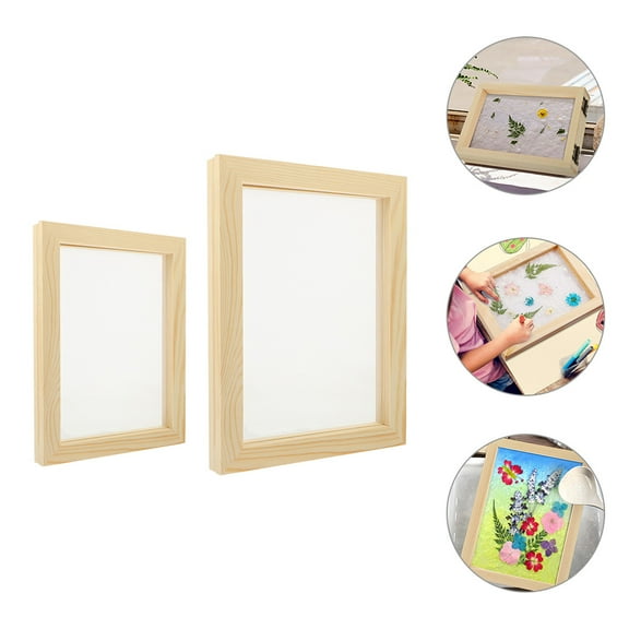 WHAMVOX DIY Paper Making Frame with Mesh Screen for Easy Handmade Paper Crafting Wood Beige Color 2Pcs