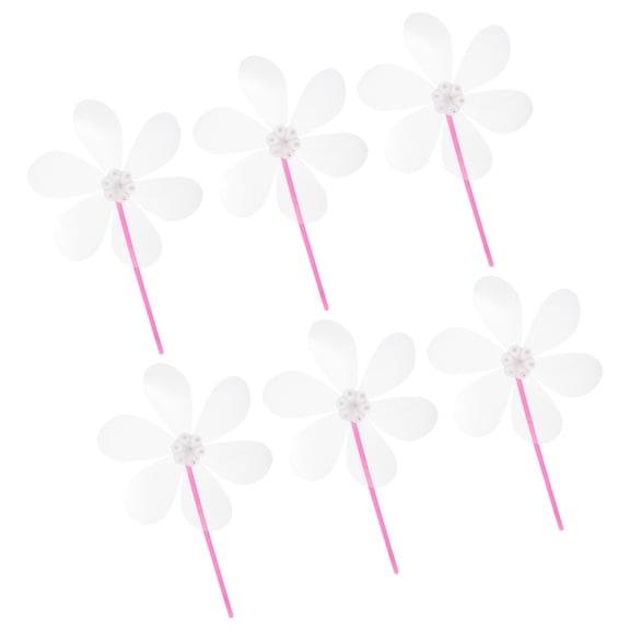 WHAMVOX DIY Plastic pinwheel Kit for Painting and Drawing with White Unfinished Blank Windmills 6pcs