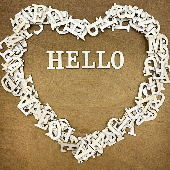 WHAMVOX DIY Wooden Letters for Crafts Unpainted Beige Wood Cutouts for DIY Projects 104pcs Mini Letters