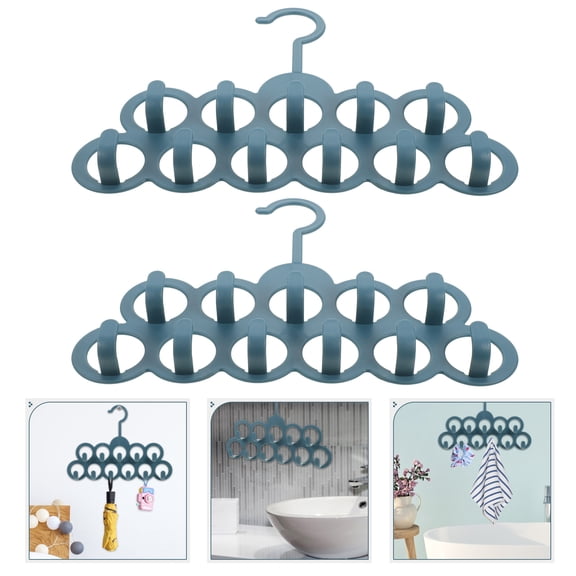 WHAMVOX Dark Blue PP Material Multi Hole Clothes Hanger for Home Use Safe with 2 Pcs Storage Organizers