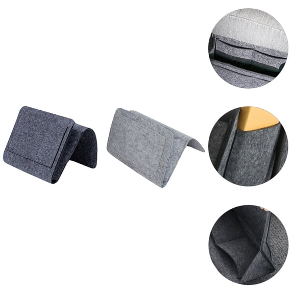 FESTFENDS 2-Pack Felt Armchair Organizer Storage Bags in Light Grey for Convenient Home and Office Use