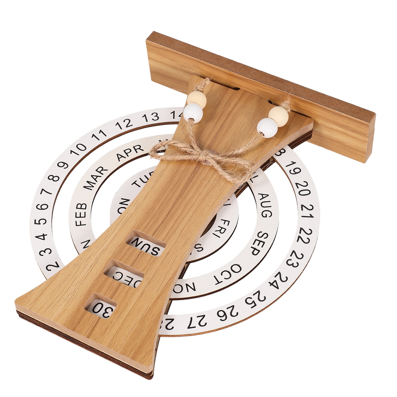WHAMVOX Wooden Perpetual Calendar with Month, Week, and Day Display for ...
