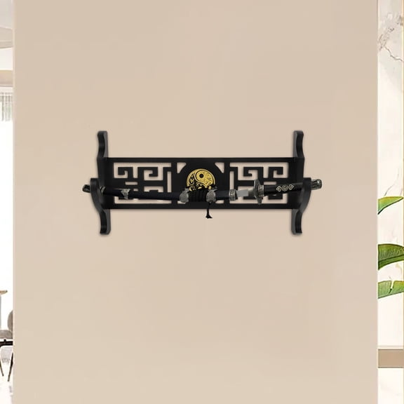 WHAMVOX Decorative Sword Wall Mount Sword Stand Holder Sword Storage Display Sword Stand Display Vertical Sword Holder Stand Wooden Sword Rack