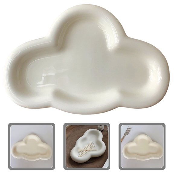 ROMANSENTIAL Beige Ceramic Cloud Tray Multi-Functional Desktop Storage Dish