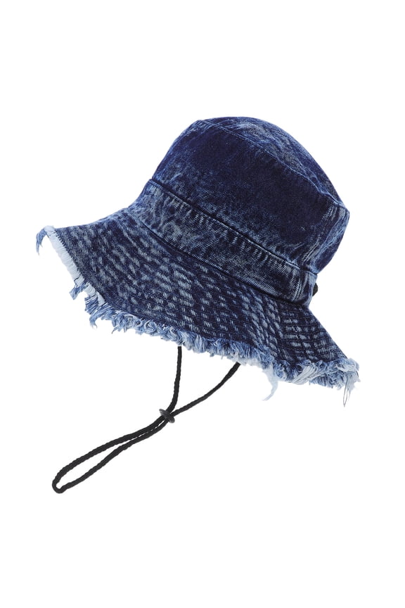 Denim Sun Hat Vintage Fisherman Style with Frayed Edges UV Protection Cap Breathable Comfortable for Outdoor Travel Vacation and Beach for Men and Women