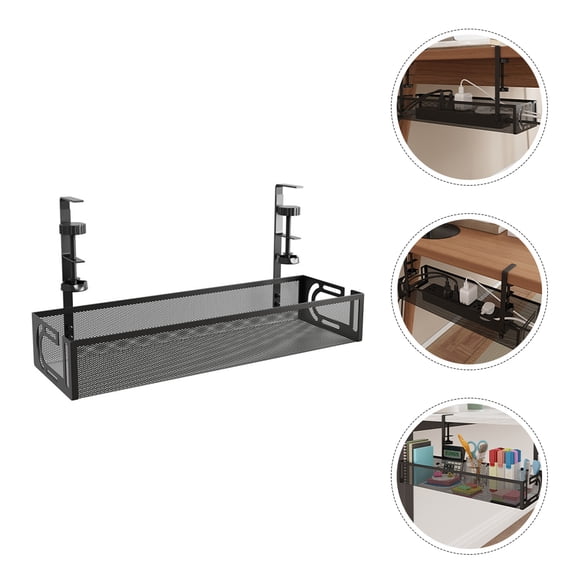 WHAMVOX Under Desk Cable Organizer No Drill Under Desk Cable Management Tray for Wire Management Under Desk Cable Tray Organizer Cable Management Shelf Cable Storage Rack