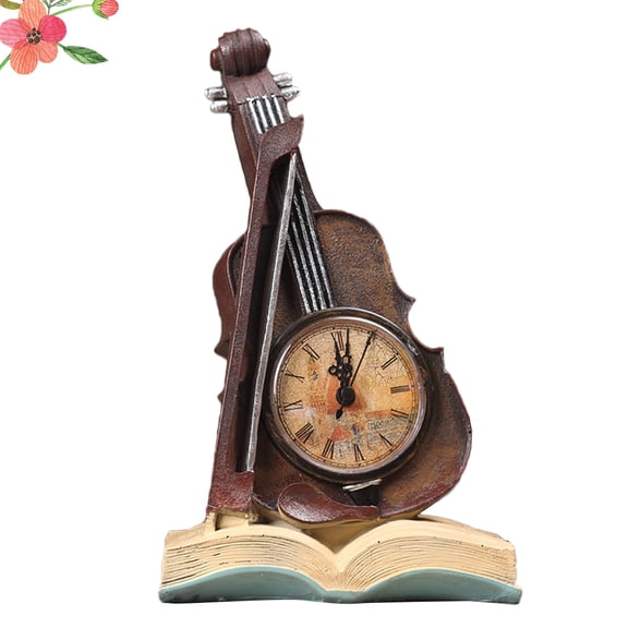 DECORNIJIA Vintage Table Decor Resin Book Violin Clock Assorted Color 1Set Living Room Accessories